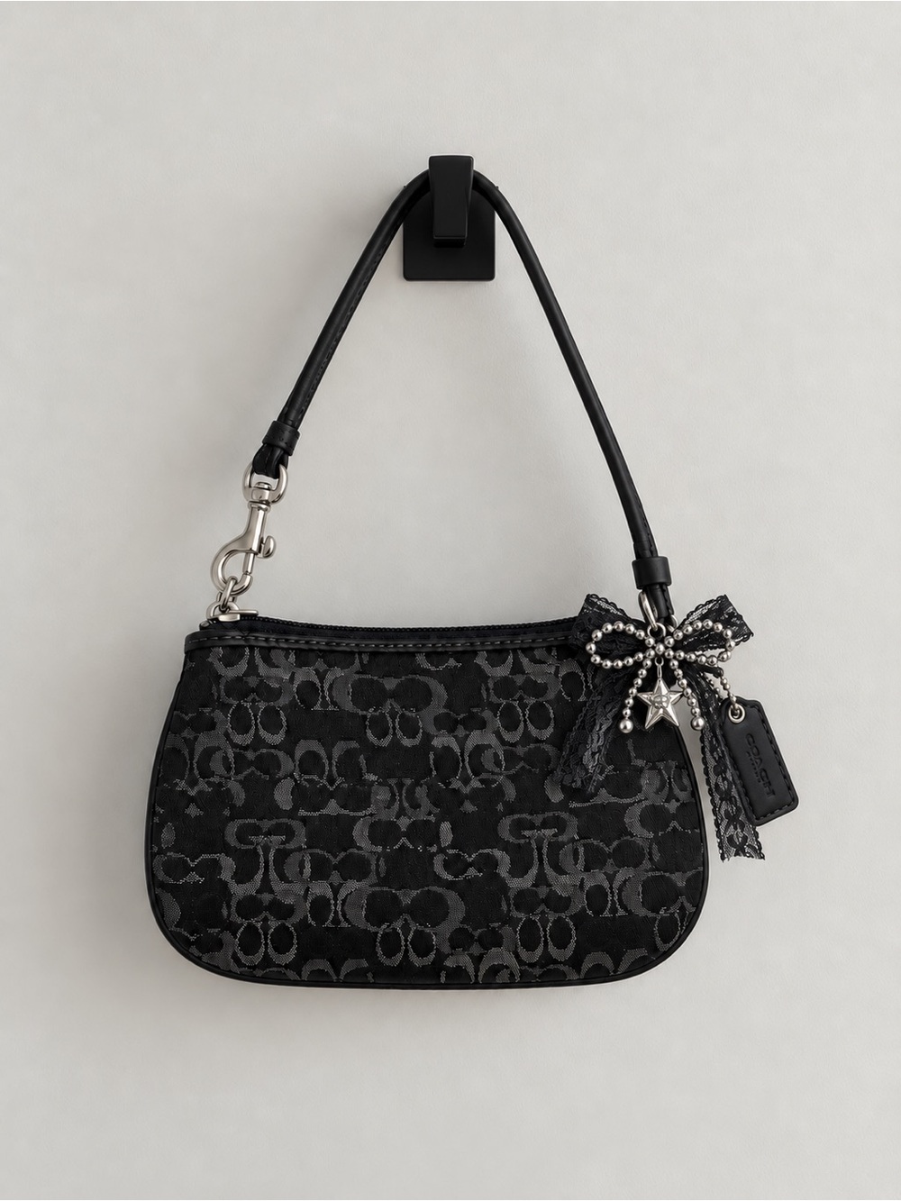 VTG Coach Black Signature Jacquard Wristlet